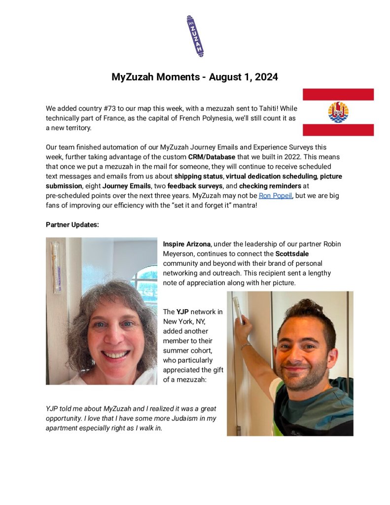 thumbnail of MyZuzah Moments – August 1, 2024